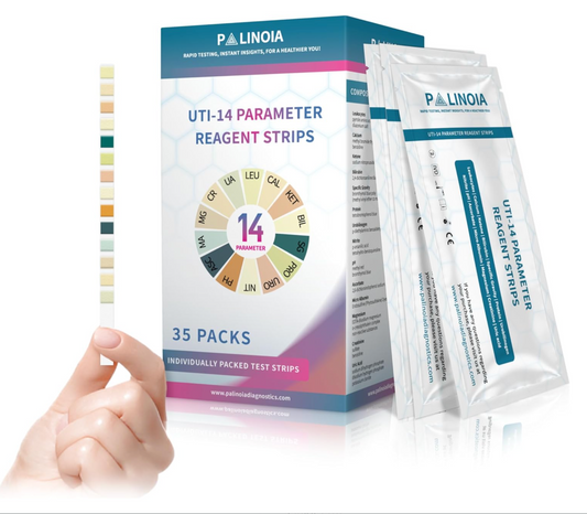 Palinoia Comprehensive 14-in-1 Parameter Individually Packed Urine Test Strips - Ideal for UTI, Urinalysis for Ketogenic Diets, and More | 35 Count