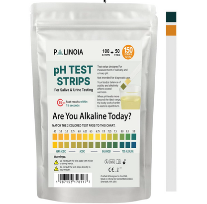 pH Test Strips for Urine and Saliva – 150 Count Acid & Alkaline Testing Kit in Resealable Pouch, Fast & Accurate 4.5–9.0 pH Range for Easy Daily Wellness Monitoring