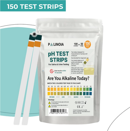 pH Test Strips for Urine and Saliva – 150 Count Acid & Alkaline Testing Kit in Resealable Pouch, Fast & Accurate 4.5–9.0 pH Range for Easy Daily Wellness Monitoring